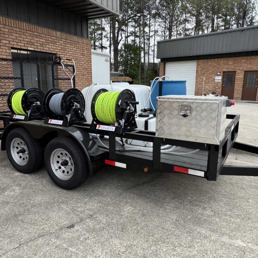 Alternative view of Softwash and Pressure Washing Trailer Setup Tandem Axle 12v 5.5 gpm Softwash System with a 5.5 GPM Pressure Washing Setup